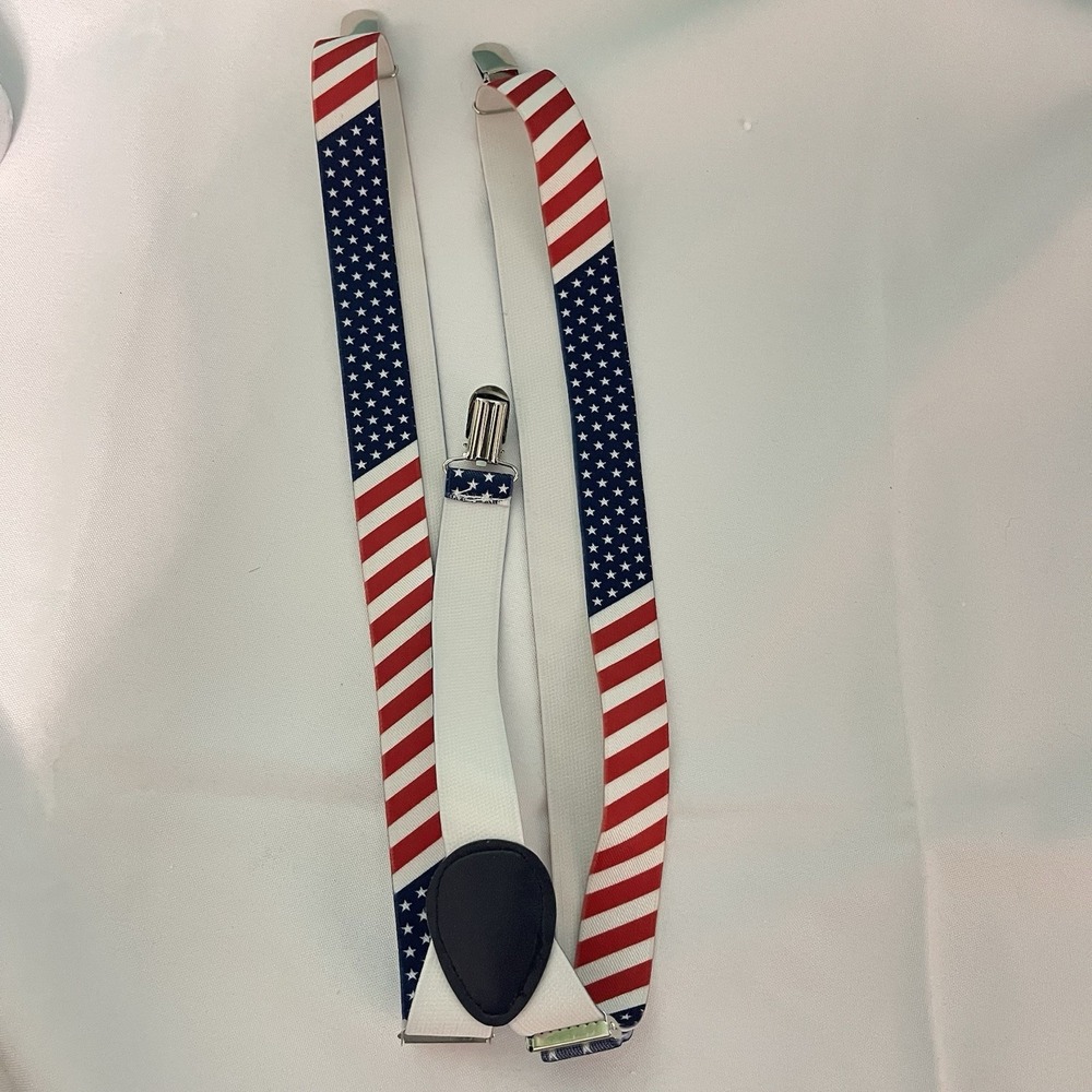 USA American Flag Adjustable Elastic Stars and Stripes SUSPENDERS Red White Blue
